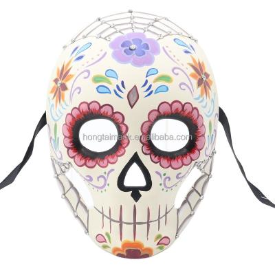 China Plastic Mask & Ribbon Tie or Elestic Band DOD 1024 Hot Sellers DOD Costume Assessories Hand Painted Skull Masquerade Mask For Day Of The Dead RTS Masks On Sales Events for sale