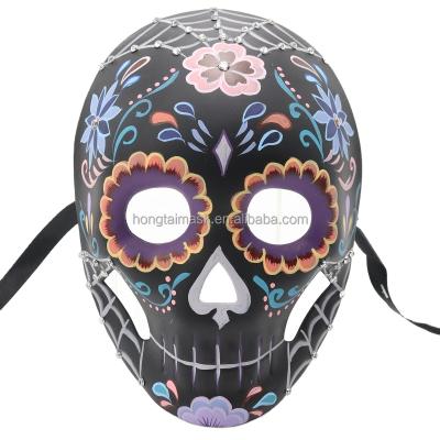 China Plastic Mask & Ribbon Tie or Elestic Band DOD 1023 Hot Sellers DOD Costume Assessories Hand Painted Skull Masquerade Mask For Day Of The Dead RTS Masks On Sales Events for sale