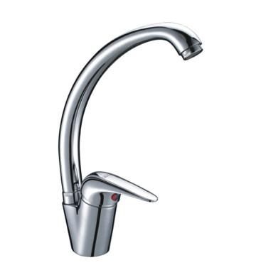 China Single Hole Kitchen Sink Water Faucet , Contemporary Brass Kitchen Mixer Tap for sale