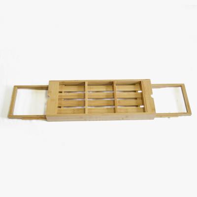 China Durable Manufacturer Bamboo Bath Tub Tray with Supporting Extending Sides and Book Shelf for sale