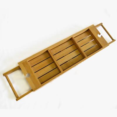 China Wholesale Durable Bathroom Bath Cart Tray Organizer With Sides Expanding Bamboo Bathtub Trolley Tray for sale