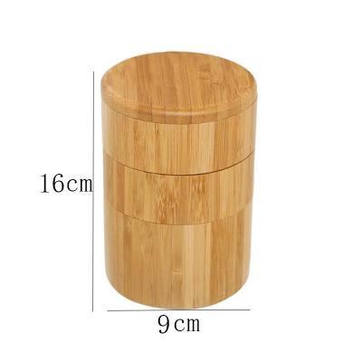 China Sustainable Eco-friendly Natural Triple-Tier Bamboo Spice Jar Set Home Kitchen Bamboo Salt Box for sale