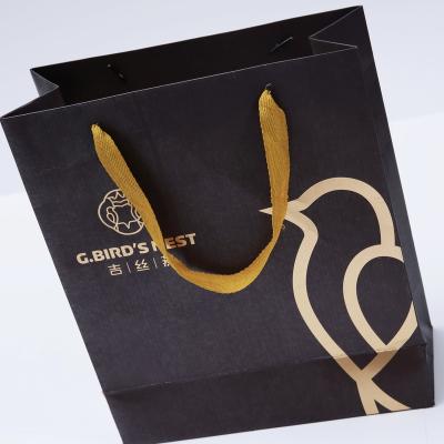 China Recyclable wholesale custom made cheap paper carrier shopping logo printing black jewelry packaging bag with handle for sale