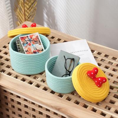 China Household Bathroom Laundry Blanket Organizer Cotton Viable Foldable Rope Woven Toy Storage Basket for sale