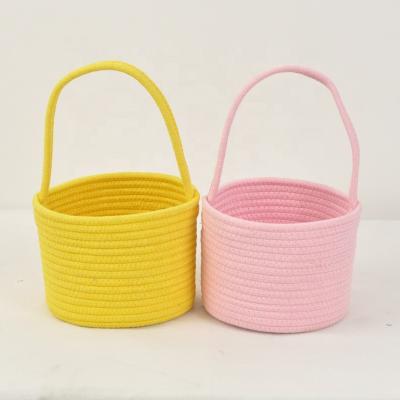 China Sustainable Household Makeup Organizer Storage Basket Cabinet Laundry Cover Cotton Rope Storage Basket for sale