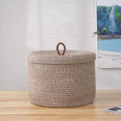 China Woven Cotton Rope Home Storage Toy Laundry Blanket Hamper Makeup Organizer Bathroom Decor Woven Basket for sale