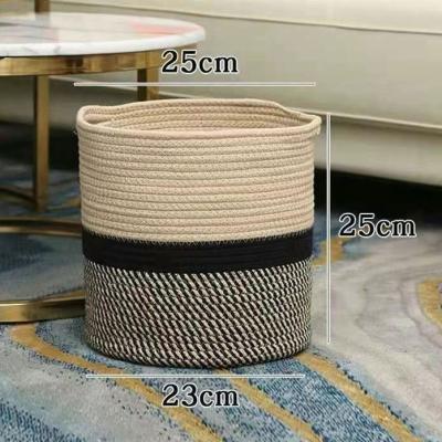 China Wholesales 2022 new viable style large cotton rope woven laundry basket with long handles for sale