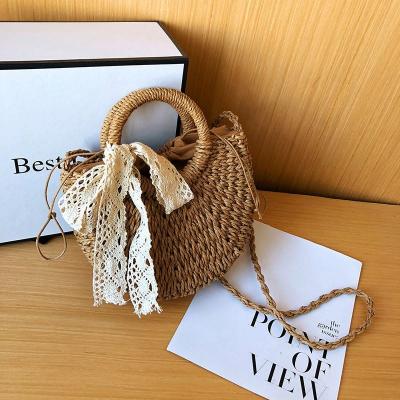 China High Quality Fashion Cute Lady Travel Drawstring Small Beach Belt Straw Bag for sale