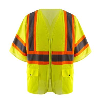 China Safety Reflective Breathable Orange Sleeve Shorts SMASYS Stripe Vest Safety Reflective Vest Safety Class 3 for sale