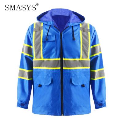 China Road Safety Workplace Safety Anorak Vis Reflective Hooded Safety Winter Outdoor Jacket hi for sale