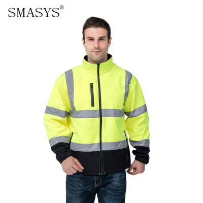 China SMASYS Water Proof Retail Safety Stripe Softshell Hivis Reflective Jacket for sale