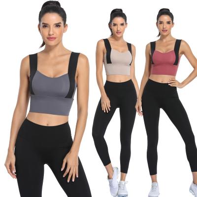 China Breathable 2024 Trend Women Yoga Bra New Sexy Ladies Bra And Underwear Solid Color Sports Gather Chest Pad Fitness Bra for sale