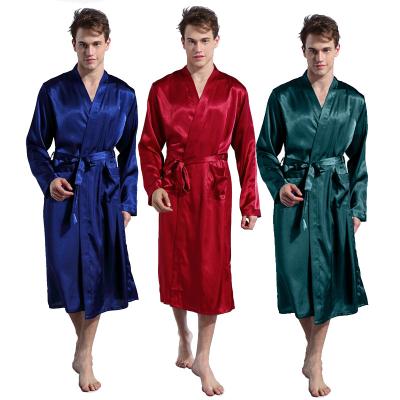 China QUICK DRY Custom logo wholesale sleepwear men bathrobe plus size nightgown for men solid color calf length mens robes for sale