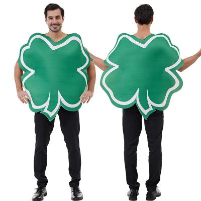 China Polyester 2024 New Ireland Day Leprechaun Cosplay Green Top Suit Costume St.Patrick Day Performance For Men Four-leaf Clover Costume for sale