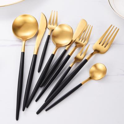 China Customized Sustainable 304 Reusable Flatware Set Luxury Stainless Steel Cutlery Set for sale