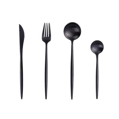 China 304 Stainless Steel Reusable Flatware Set Restaurant Black Travel Cultery for sale