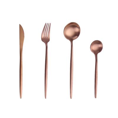 China Stainless Steel Rose Gold Hotel Flatware Set Stainless Steel Products Custom Modern Hotel Restaurant for sale