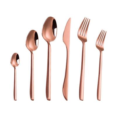 China Viable Wholesale 6 Pieces High Quality Safe Eco Friendly Rose Gold Stainless Steel Cutlery Set for sale