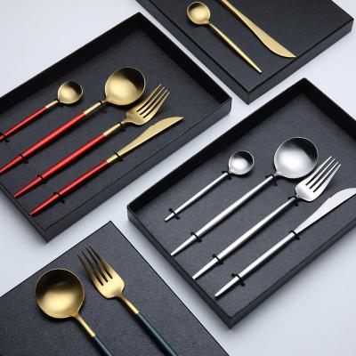 China Viable Custom Hot Seller Custom Logo Silver Gold Color Flatware Hotel Restaurant Stainless Steel Flatware Matte Cutlery Sets for sale