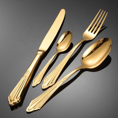 China Durable Luxury High End Gold Sustainable Dinnerware Set Spoons Forks And Knife Flatware for sale