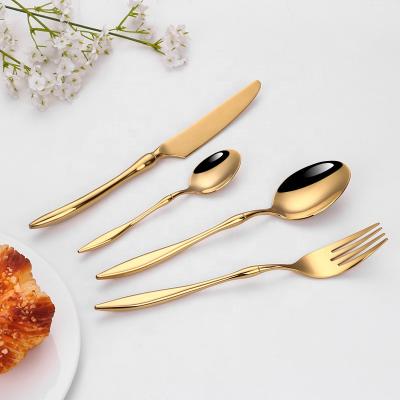 China Wedding 304 Viable Elegant Gold Mirror Restaurant Flatware Flatware Metal Stainless Steel Silver Cutlery Set for sale