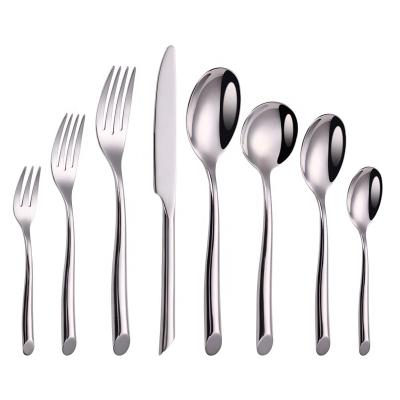 China Viable High End Silver Mirror Polish Flatware Set Stainless Steel Cutlery for sale