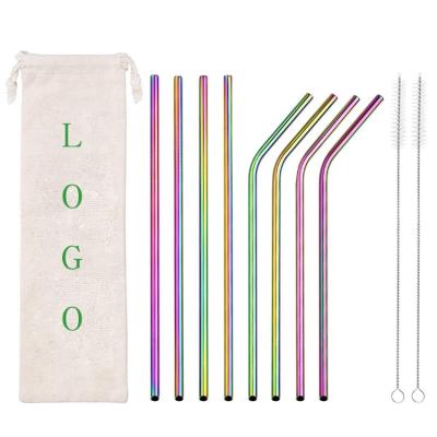 China Custom Stainless Reusable Stainless Steel Drinking Straw For Hotel Restaurant Home for sale