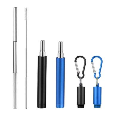 China 304 Portable Adjustable Stainless Steel Drinking Straw Collapsible Metal Telescopic Straw for sale