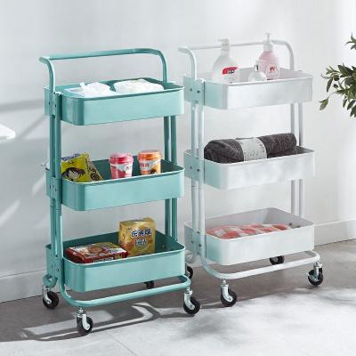 China Steel Rolling Cart Non Sensitive Colors Kitchen Trolley for sale