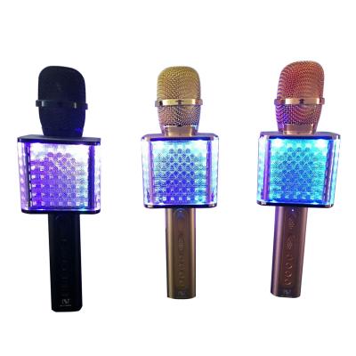 China No Battery Built In Transparent Case USB/TF Mini Handheld BT Microphone Speaker With Colorful Light For Speech for sale