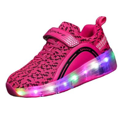 China Breathable Colorful Rechargeable LED Kids Roller Stripe Shoes Single Wheel Shoes Sport Sneaker For Boys/Girls for sale