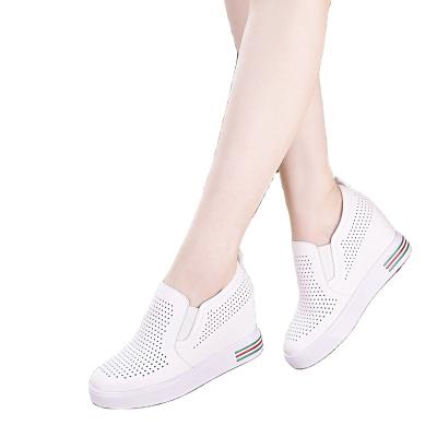 China Round Height Increasing Custom Made Sneakers Women Casual Shoes Hollow-out Design Women's Shoes Thick Roll Soled Shoes for sale