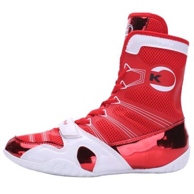 China Hot Selling Professional Rubber Mesh Fabric Boxing Wrestling Shoes Breathable For Men Boxing Boots for sale