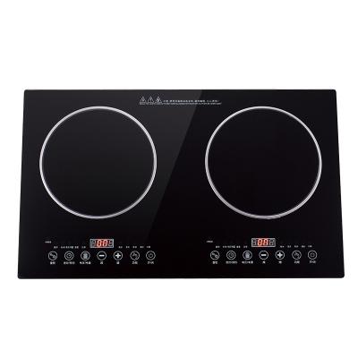 China Hotel New Model Touch Control Induction Stove 3500W Black High Efficiency Double Furance 2 Heads Induction Cooker for sale