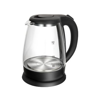 China Electric Kettle Black 100 Degree Auto Power Off Stainless Steel 1.8L Messy Person Glass Kettle Electric for sale