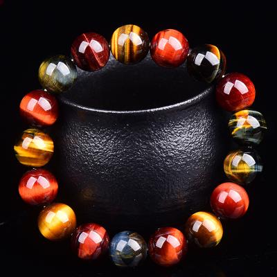 China FASHIONABLE Natural Tiger Eye Stone Single Circle Red Yellow Blue Color Bracelet for sale