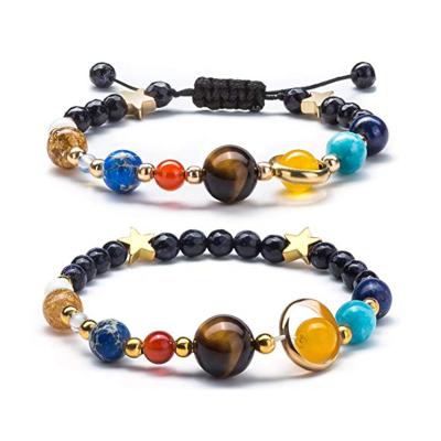 China BOHEMIA Women Solar System Gifts Universe Eight Planets Guardian Star Natural Stone Beads Bracelet Set For Girls for sale