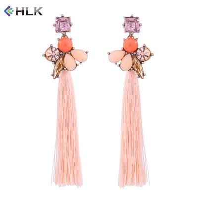 China Traditional Italian BOHEMIA Jewelry Rose Gold Bridal Multi Color Crystal Cluster Tassel Earrings for sale