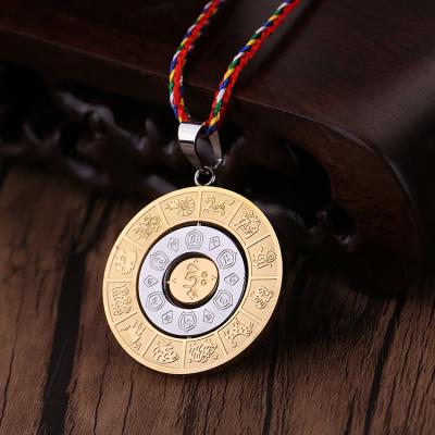 China Wholesale Manjushri Bodhisattva Nine Heart Of Palaces Eight Diagrams Of The Zodiac Eight Ethnic Auspicious Incantation Wheel Wholesale Pendant Necklace for sale