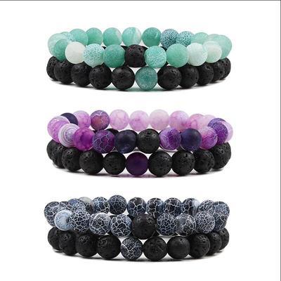 China 2021 New Arrival FASHIONABLE elastic cord natural stone weathering simple design agate beaded bracelets for sale