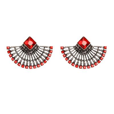 China 2020 Fashionable Crystal Hollow Fan Shape Vintage Women's Jewelry Online Wholesale Earrings for sale