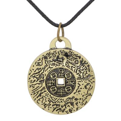 China Antique Rune Necklace Fashion Money Amulet Pendant Vintage Coin Religious Belief for sale