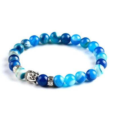 China Delhi Jakarta Lava Stone Buddha Natural Stone Agate Crystal Artificial Jewelry Beaded Bracelets for sale