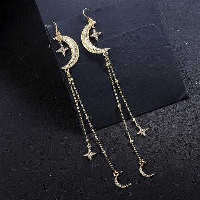 China Wholesale Sailor's Gold Nepal Jewelry Star Star and ALLOY Women's Earring Moon Shape Long Chain Earrings for Girls for sale