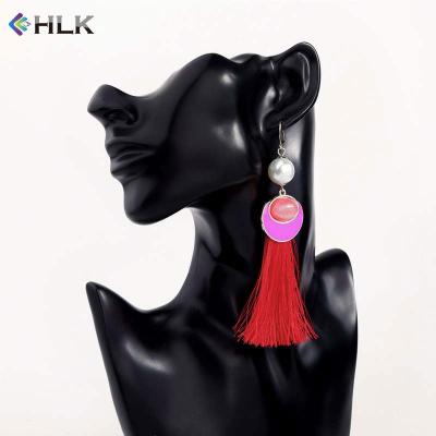 China BOHEMIA fashion letter p jewelry red enamel tassel earrings pendant soutache earrings for sale