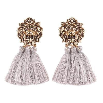 China 2021 BOHEMIA Wholesale Designer Brand Jewelry Main Lion Tassel Earrings for sale