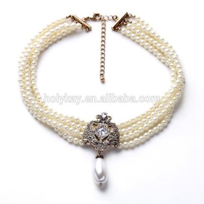 China 2021 Fashion Romantic Modern Pearl Necklace Design , Multi Layer Pearl Chain Necklace Designs Bridal for sale