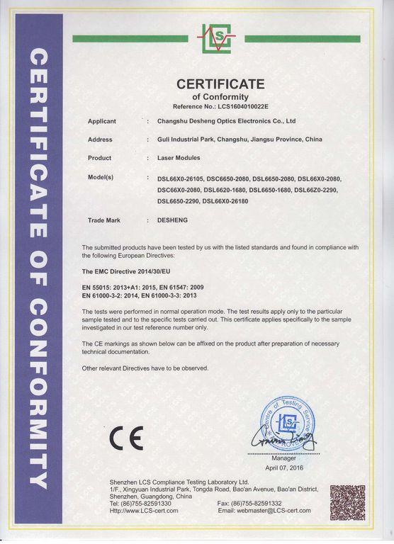 CE - Changshu Desheng Optics Electronics Co., Ltd.