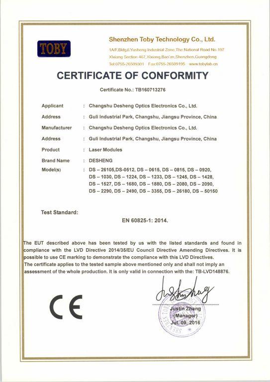 CE - Changshu Desheng Optics Electronics Co., Ltd.