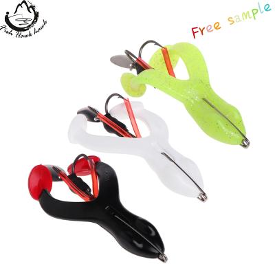 China 2020 New Artificial Bait Jumping Model Soft Plastic Frog Fishing Lure With Spinner Fishing Lure for sale